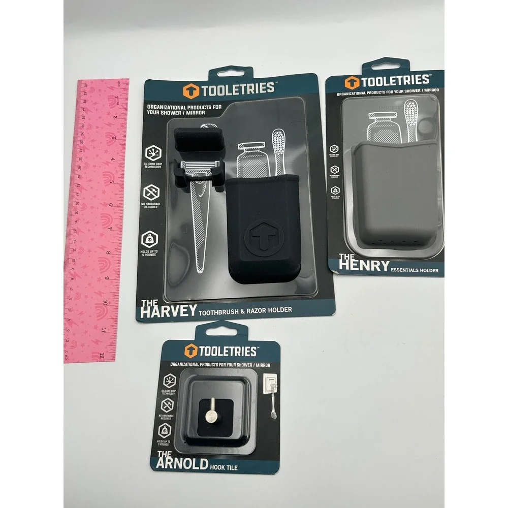 Tooletries Lot of 3 The Harvey The Henry The Arnold Silicone Shower Organizers